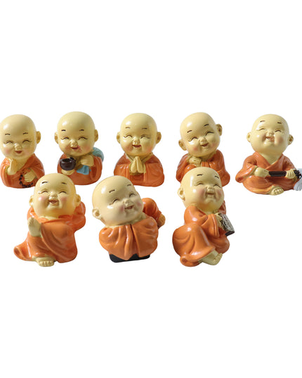 Adorable Mini Monk Buddha Idol Set (8 Pc)