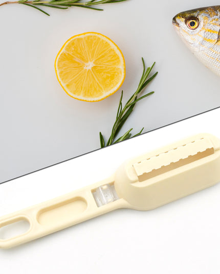 0112 Plastic Fish Scales Graters Scraper Fish Skin Brush Fish Cleaning Tool Scraping Scales Device With Cover Home Kitchen Cooking Tools 1 Pieces