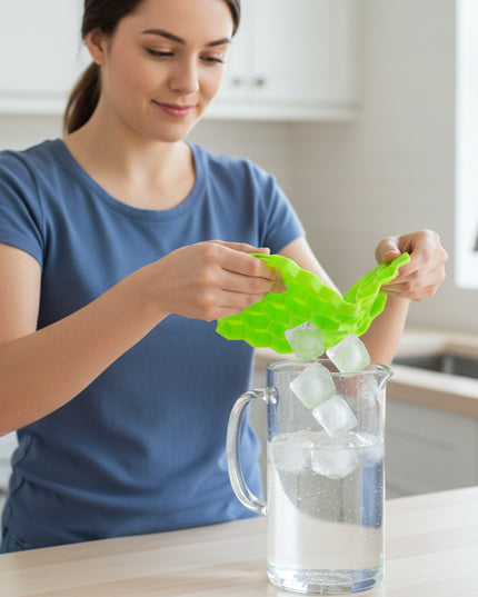 Premium Honeycomb Silicone Ice Cube Tray With Lid (1 Pc)