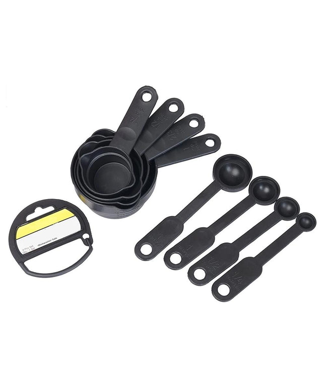 106 Plastic Measuring Cups And Spoons (8 Pcs Black)