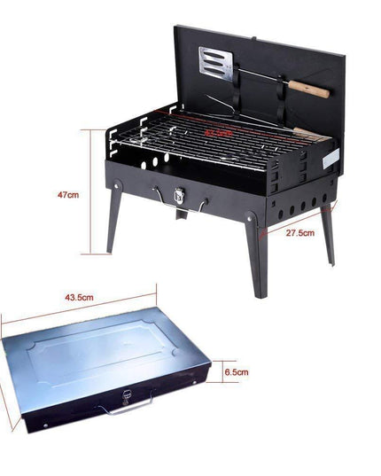 125 Stainless Steel Briefcase Style Barbecue Grill Toaster (Medium Black)