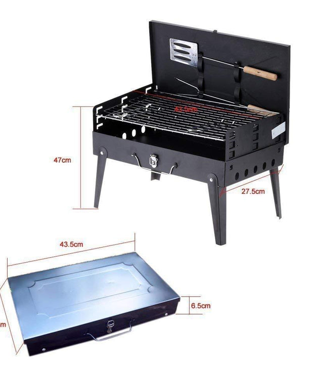 125 Stainless Steel Briefcase Style Barbecue Grill Toaster (Medium Black)