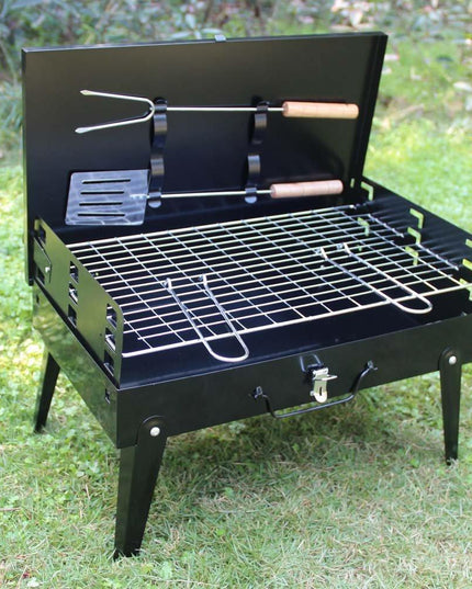 125 Stainless Steel Briefcase Style Barbecue Grill Toaster (Medium Black)