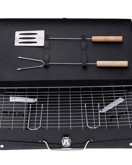 125 Stainless Steel Briefcase Style Barbecue Grill Toaster (Medium Black)