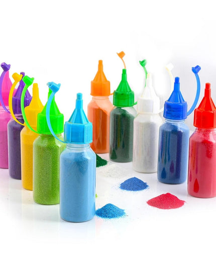 Rangoli Colours Powder Bottles for Floor Decorations - Pack of 10 Rangoli Powder Bottles Used for Decoration of Diwali, Navaratri,Pongal, Puja Mandir and Festival, 40gm Each