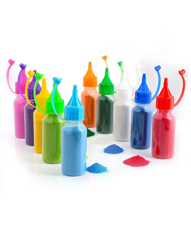 Rangoli Colours Powder Bottles for Floor Decorations - Pack of 10 Rangoli Powder Bottles Used for Decoration of Diwali, Navaratri,Pongal, Puja Mandir and Festival, 40gm Each