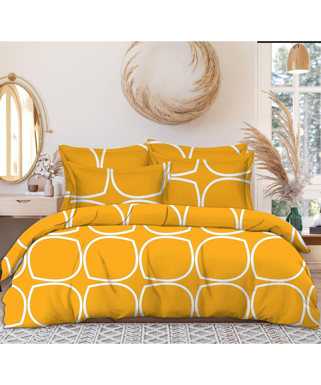 Yellow Cotton Elastic 160 TC King Bedsheet with 2 Pillow Covers