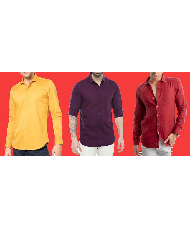 Combo of 3 Casual Men's Shirts (Multicolor, S)