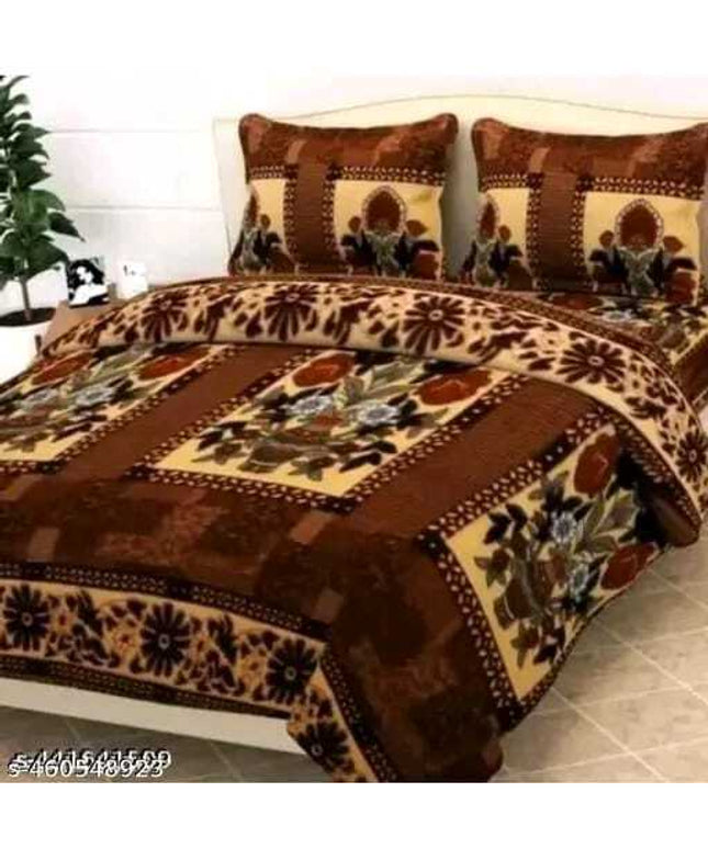 Woolen Queen Size Bedsheet with 2 Pillow Covers (Multicolor, 90x95 inches)