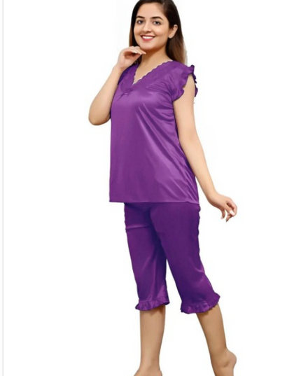 Women Night Suit (Purple, S)