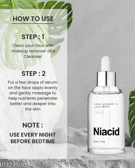 Niacid Face Serum -Skin Brightening & Anti-Aging Formula Repairs and Hydrates (Pack of 1)