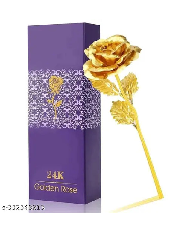 Artificial Golden 24K Gold Plated Rose Flower with Love Stand in Gift Box with Carry Bag Gift Idea for Your Wife, Girlfriend Husbands