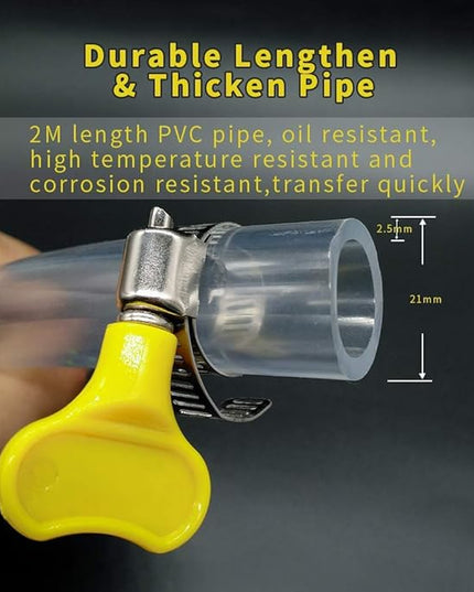 Oil Transfer Pump, Fuel Transfer Pump Kit, High Flow Siphon Hand Oil Pump, Portable Manual Car Fuel Pump for Petrol Diesel Oil Liquid Water Fish Tank with 2M Siphon Hose