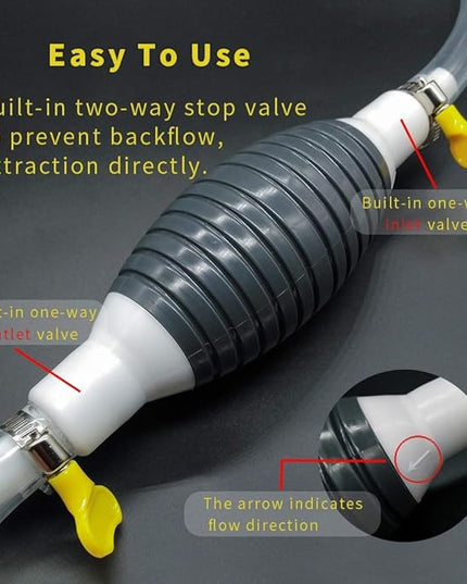 Oil Transfer Pump, Fuel Transfer Pump Kit, High Flow Siphon Hand Oil Pump, Portable Manual Car Fuel Pump for Petrol Diesel Oil Liquid Water Fish Tank with 2M Siphon Hose