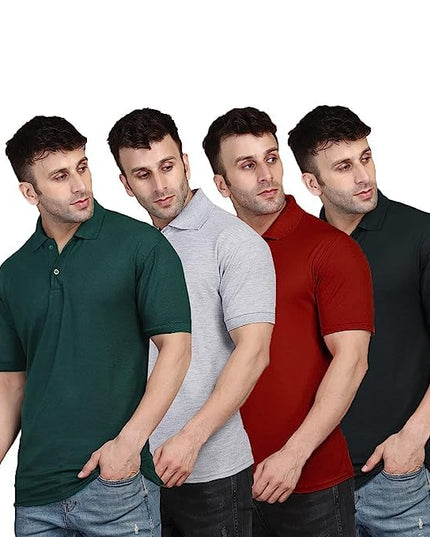 Pack of 4 Polo Neck Tshirt for Mens