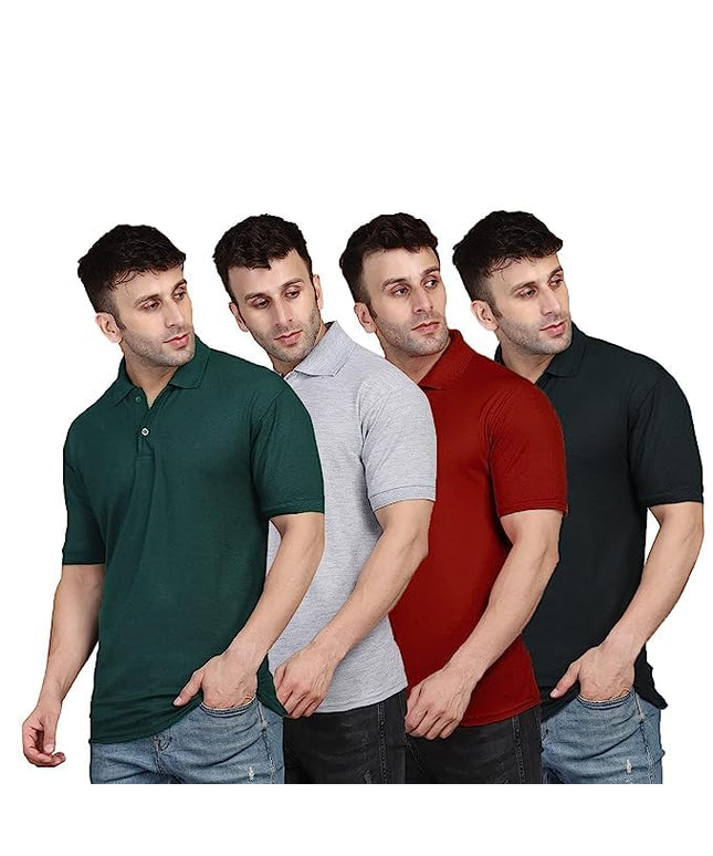 Pack of 4 Polo Neck Tshirt for Mens