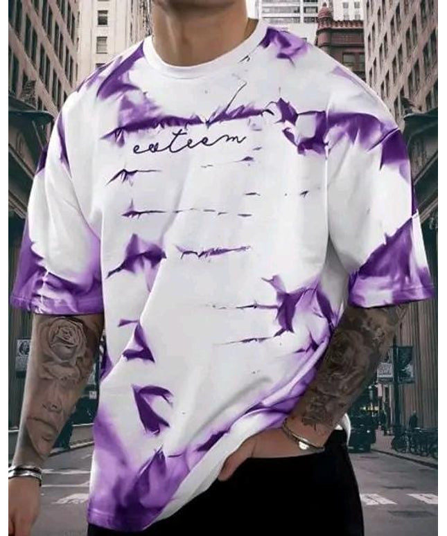 Spab Men & Women Printed Casual Purple, White T-Shirt