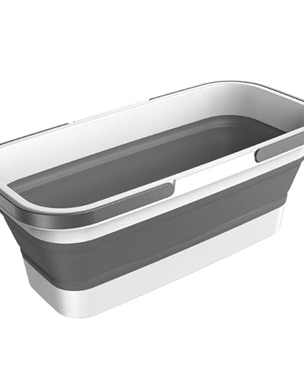 Collapsible Plastic Bucket with Wheels for Home Cleaning, Camping and RV - Multi-Purpose Rectangular Handy Basket for Cleaning Mop - Lightweight and Portable