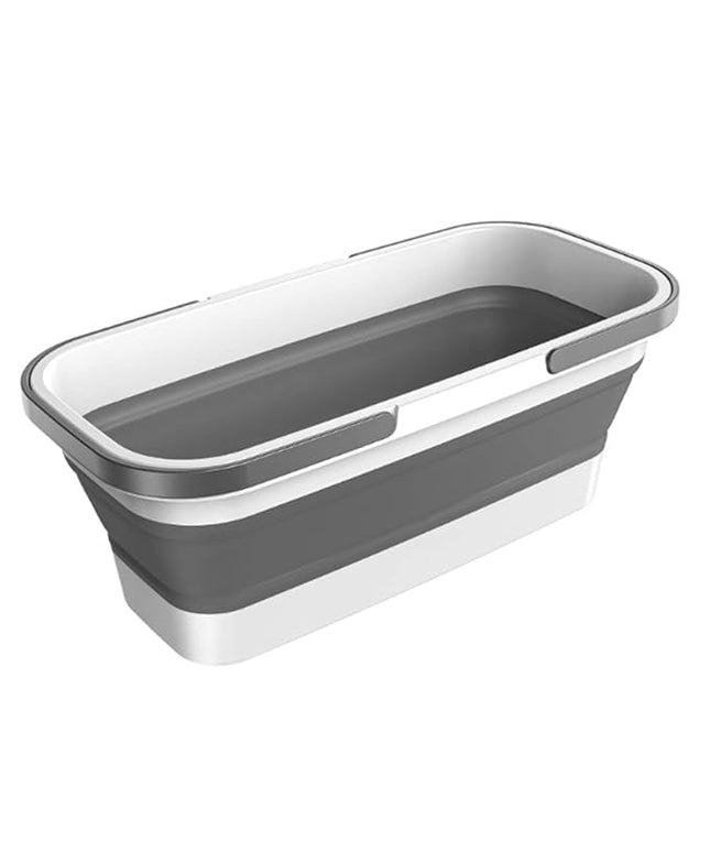 Collapsible Plastic Bucket with Wheels for Home Cleaning, Camping and RV - Multi-Purpose Rectangular Handy Basket for Cleaning Mop - Lightweight and Portable