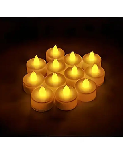 (Pack of 12 Pieces) Led Tea Light Candle for Home Decoration, Yellow Led Diya for Eco-Friendly Diwali Decorations