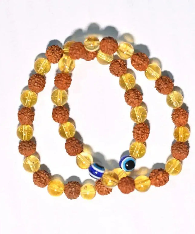 Rudraksha Citrine Crystal Bracelet (Pack of 2)