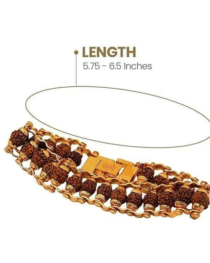 Genuine Paanch Mukhi Modern Rudraksha Bracelet with Gold Plating (Pack of 2)