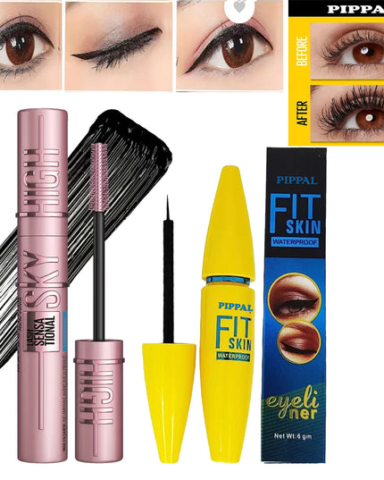 Pippal Sky High Mascara with Fit Skin Eyeliner Ultra Volume Volumizing Mascara for Bold And Dramatic Lashes Long Lasting Waterproof 12Gm