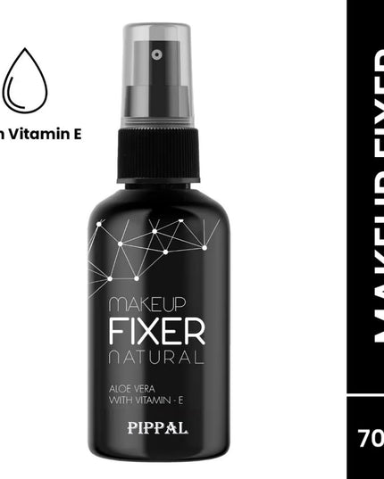 Pippal Beauty Makeup Fixer Natural Dewy Finish with Vitamin E And Aloe Vera Long-Lasting Hydrating & Refreshing Setting Spray 80ml (Pack of 1) with Sky High Supar Black Eyeliner