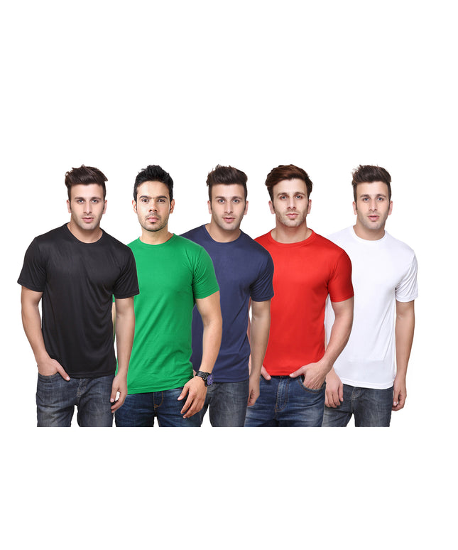 Ketex Polyester Dri-Fit Half Sleeves Round Neck T-Shirt ( Pack of 4 )
