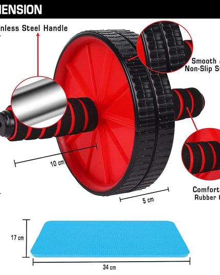 Premium Abs Roller for Men & Women Stomach Abs Roller Wheel for Home Workout, Gym Ab Roller for Men Abs Workout Equipment for Abdominal Ab Roller Home Exercise Equipment with Knee Mat -(Red & Black)