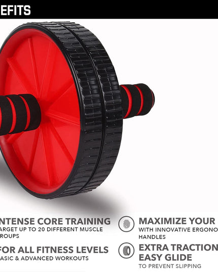 Premium Abs Roller for Men & Women Stomach Abs Roller Wheel for Home Workout, Gym Ab Roller for Men Abs Workout Equipment for Abdominal Ab Roller Home Exercise Equipment with Knee Mat -(Red & Black)