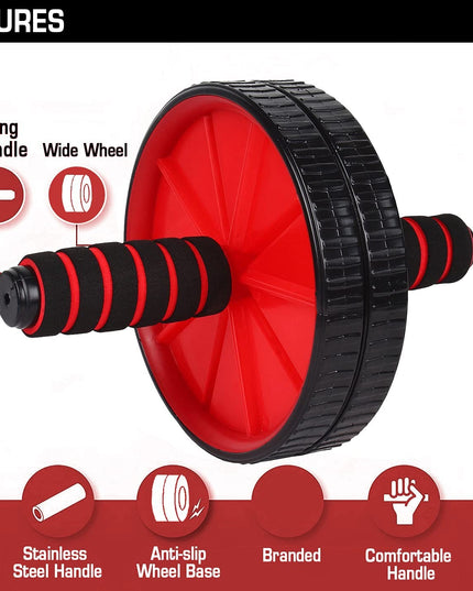 Premium Abs Roller for Men & Women Stomach Abs Roller Wheel for Home Workout, Gym Ab Roller for Men Abs Workout Equipment for Abdominal Ab Roller Home Exercise Equipment with Knee Mat -(Red & Black)