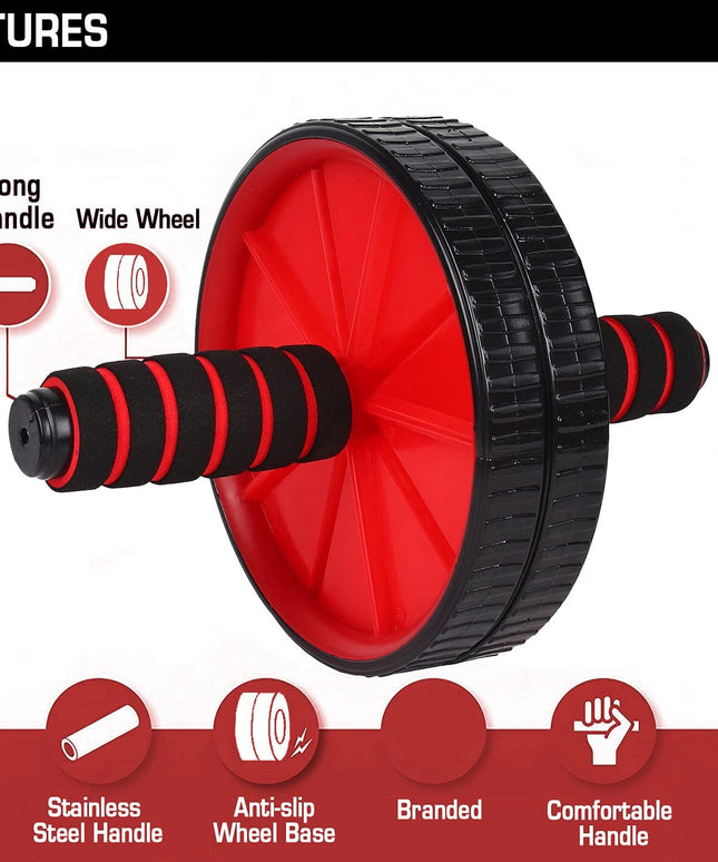 Premium Abs Roller for Men & Women Stomach Abs Roller Wheel for Home Workout, Gym Ab Roller for Men Abs Workout Equipment for Abdominal Ab Roller Home Exercise Equipment with Knee Mat -(Red & Black)