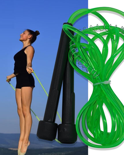 Premium Sports Speed Skipping Rope, Jump Rope with Pvc Handle, Multicolor Pvc Pencil Skipping Rope for Men, Women, Boys & Girls (Green)