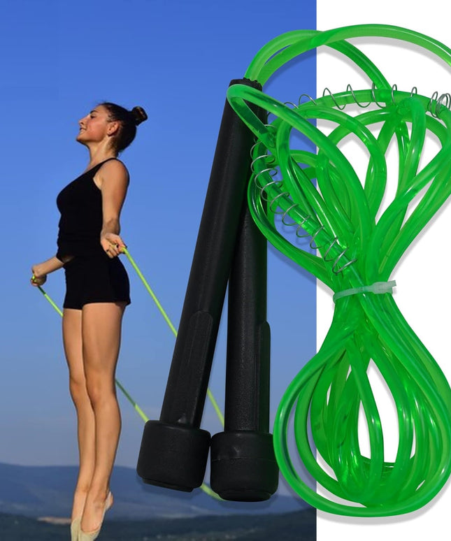 Premium Sports Speed Skipping Rope, Jump Rope with Pvc Handle, Multicolor Pvc Pencil Skipping Rope for Men, Women, Boys & Girls (Green)