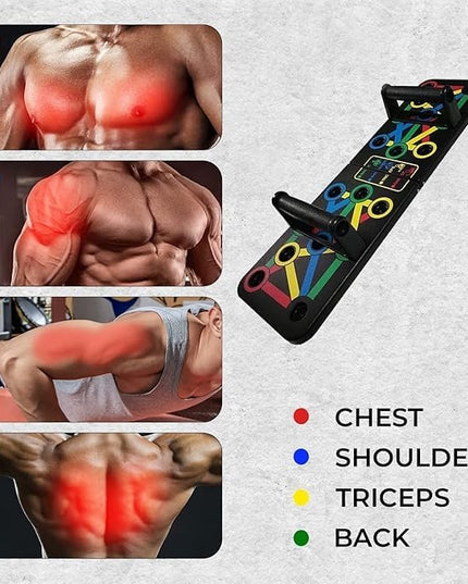 Premium 15 In 1 Pushup Board: Gym Equipment for Home Workout, Versatile Pushup Stand, Ideal Home Gym Equipment for Strength Training and Fitness, Durable and Ergonomic Design (Black)