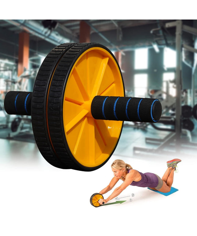 Premium Abs Roller for Men & Women Abs Workout Equipment for Abdominal Ab Roller Home Exercise Equipment with Knee Mat -(Yellow & Black)