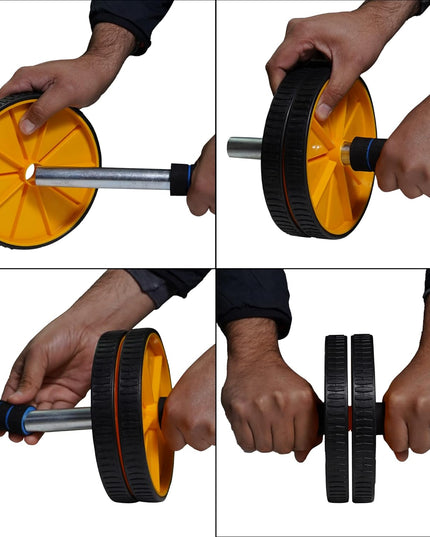 Premium Abs Roller for Men & Women, Abs Workout Equipment for Abdominal Ab Roller Home Exercise Equipment with Knee Mat -(Yellow & Black)