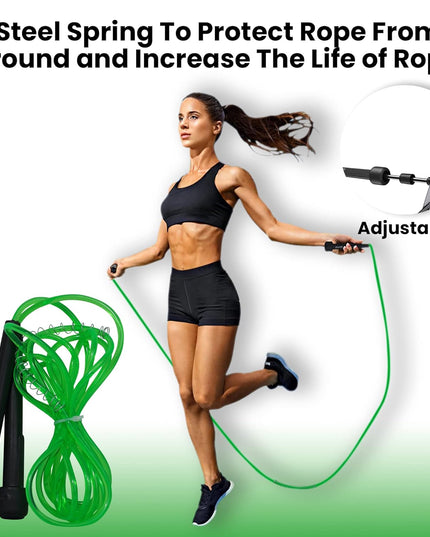 Premium Sports Speed Skipping Rope, Jump Rope with Pvc Handle, Multicolor Pvc Pencil Skipping Rope for Men, Women, Boys & Girls (Green)
