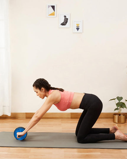Premium Abs Roller for Men & Women Stomach Abs Roller Wheel for Home Workout, Gym Ab Roller for Men Abs Workout Equipment for Abdominal Ab Roller Home Exercise Equipment with Knee Mat -(Blue & Black)