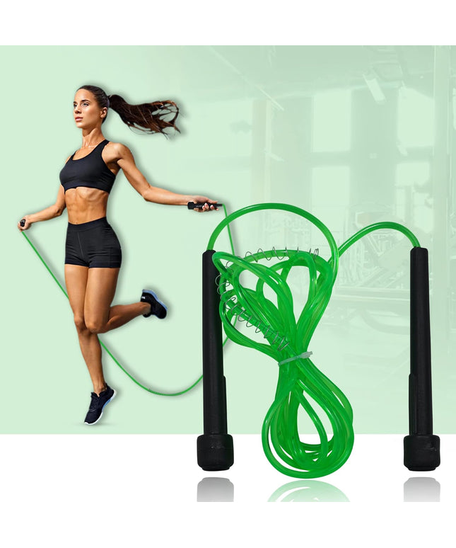 Premium Sports Speed Skipping Rope, Jump Rope with Pvc Handle, Multicolor Pvc Pencil Skipping Rope for Men, Women, Boys & Girls (Green)