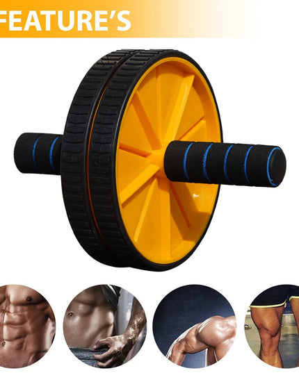 Premium Abs Roller for Men & Women, Abs Workout Equipment for Abdominal Ab Roller Home Exercise Equipment with Knee Mat -(Yellow & Black)