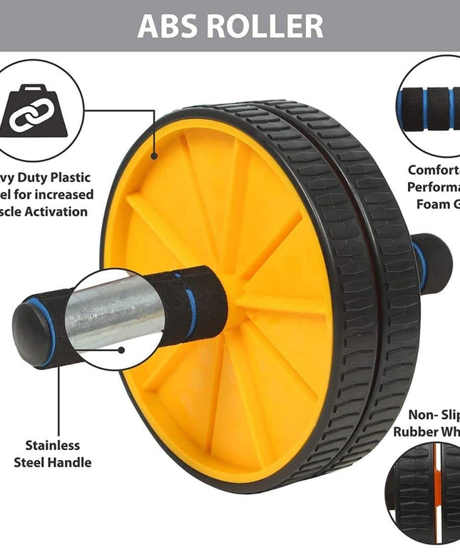 Premium Abs Roller for Men & Women, Abs Workout Equipment for Abdominal Ab Roller Home Exercise Equipment with Knee Mat -(Yellow & Black)