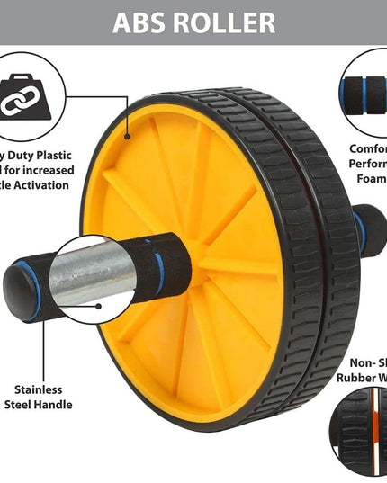 Premium Abs Roller for Men & Women Abs Workout Equipment for Abdominal Ab Roller Home Exercise Equipment with Knee Mat -(Yellow & Black)