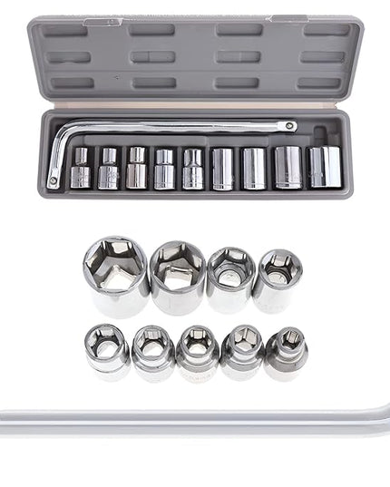 10-Pcs Socket Handle Set | Hand Tool Kit for Home DIY, Automobile & Vehicle Maintenance Repair (Pack of 1)