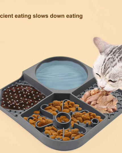 Pet Food Bowl Food Grade, Flexible, 4 Slots Design, Reusable, with Suction Cups, No Odor, Pet Dog Cat Licking Mat Slow Feeding Bowl, Pet Supplies