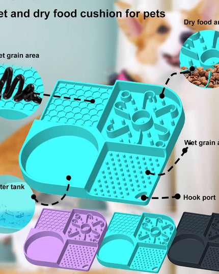 Pet Food Bowl Food Grade, Flexible, 4 Slots Design, Reusable, with Suction Cups, No Odor, Pet Dog Cat Licking Mat Slow Feeding Bowl, Pet Supplies
