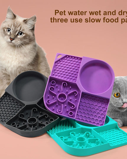 Pet Food Bowl Food Grade, Flexible, 4 Slots Design, Reusable, with Suction Cups, No Odor, Pet Dog Cat Licking Mat Slow Feeding Bowl, Pet Supplies