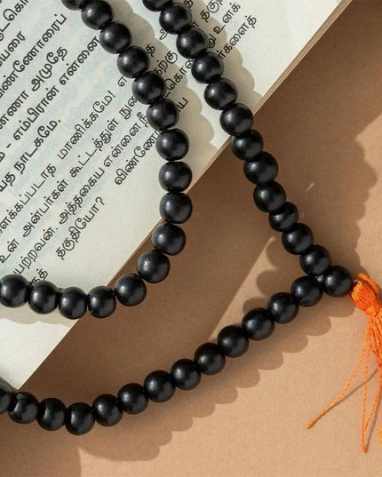 Original Karungali Malai Religious Mala 108-Beads 8MM Ebony Wood Jaap Mala Wood Necklace