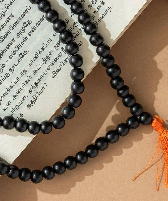 Original Karungali Malai Religious Mala 108-Beads 8MM Ebony Wood Jaap Mala Wood Necklace